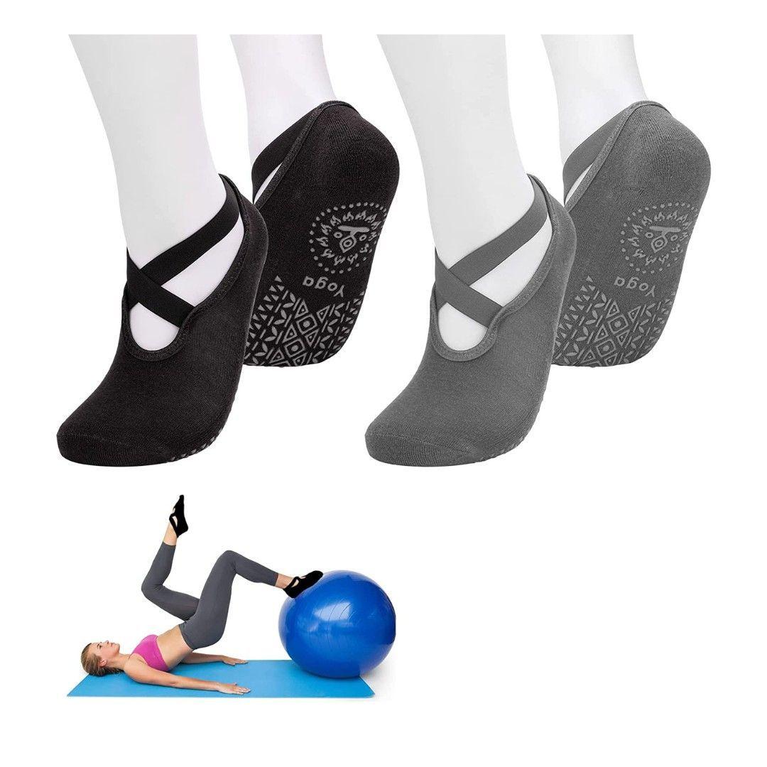 Pack 2 Pares de Calcetines Para Yoga Antideslizantes Gris-6