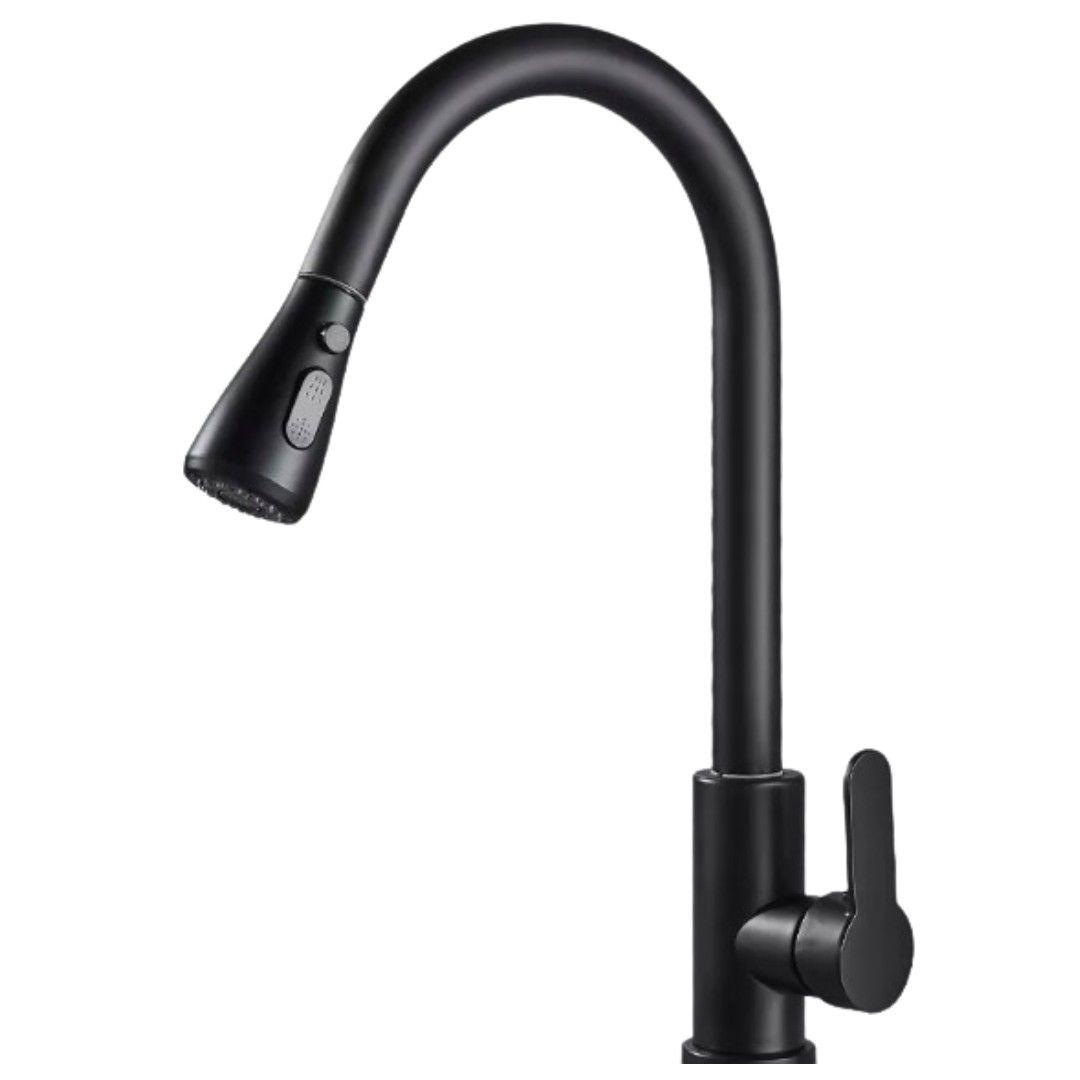 Grifo De Cocina Con Rociador Extraíble Llave Monomando Lavaplatos-0