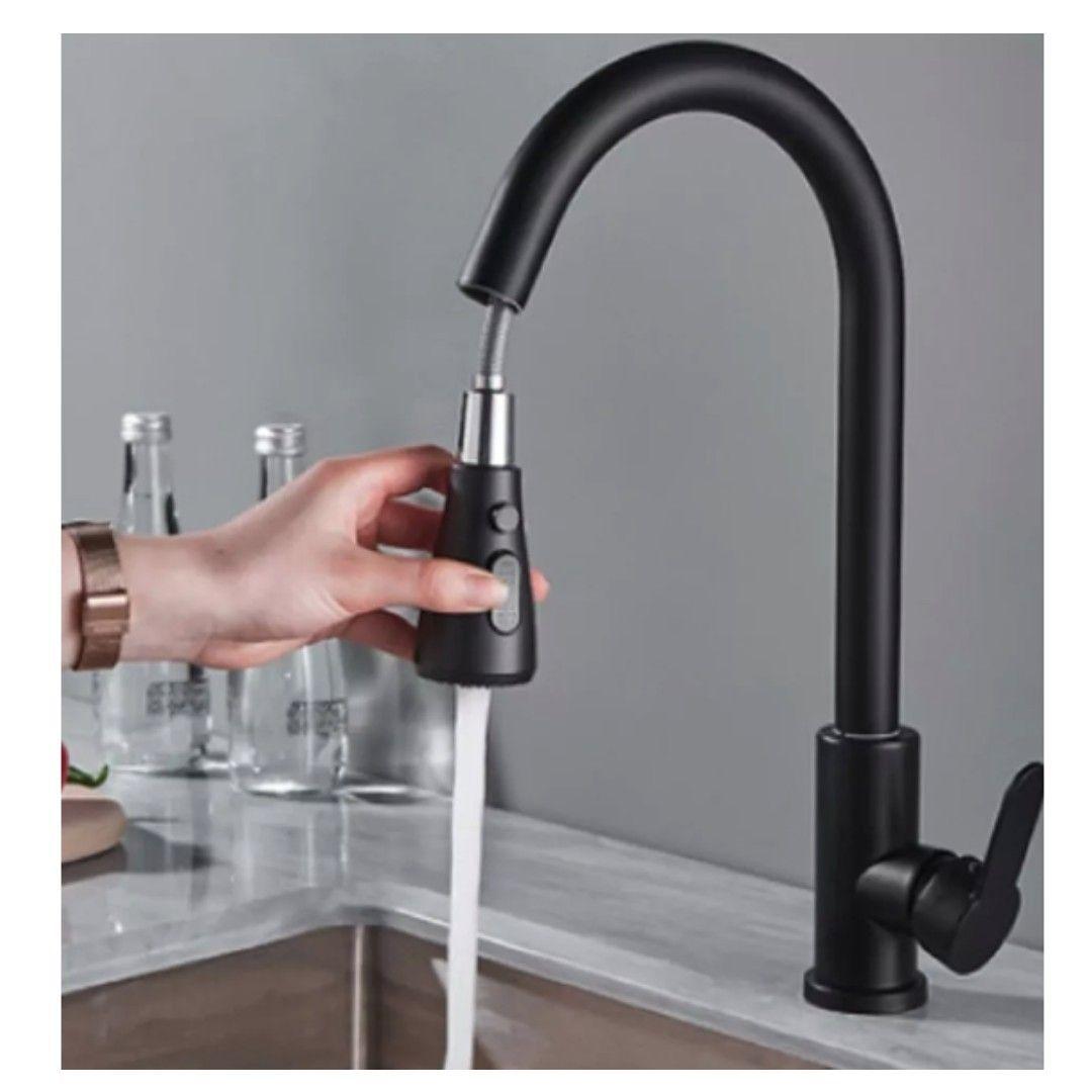Grifo De Cocina Con Rociador Extraíble Llave Monomando Lavaplatos-3
