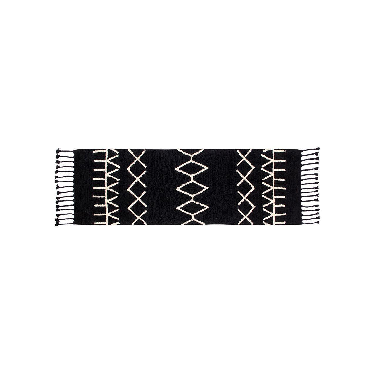 Alfombra Bereber Étnico Negra Crudo 80 x 230cm-0