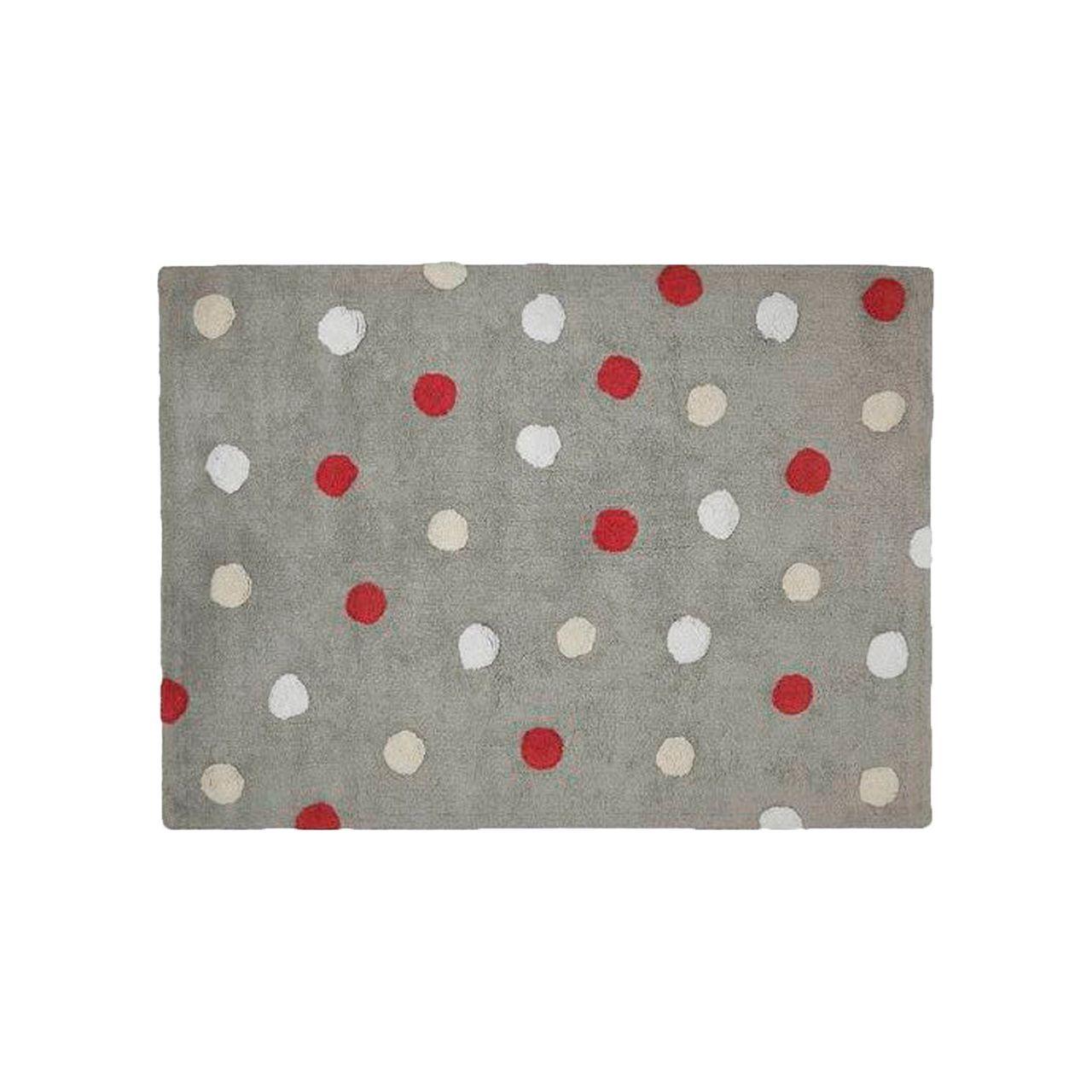 Alfombra Topos Tricolor Gris Rojo 120 x 160cm-0