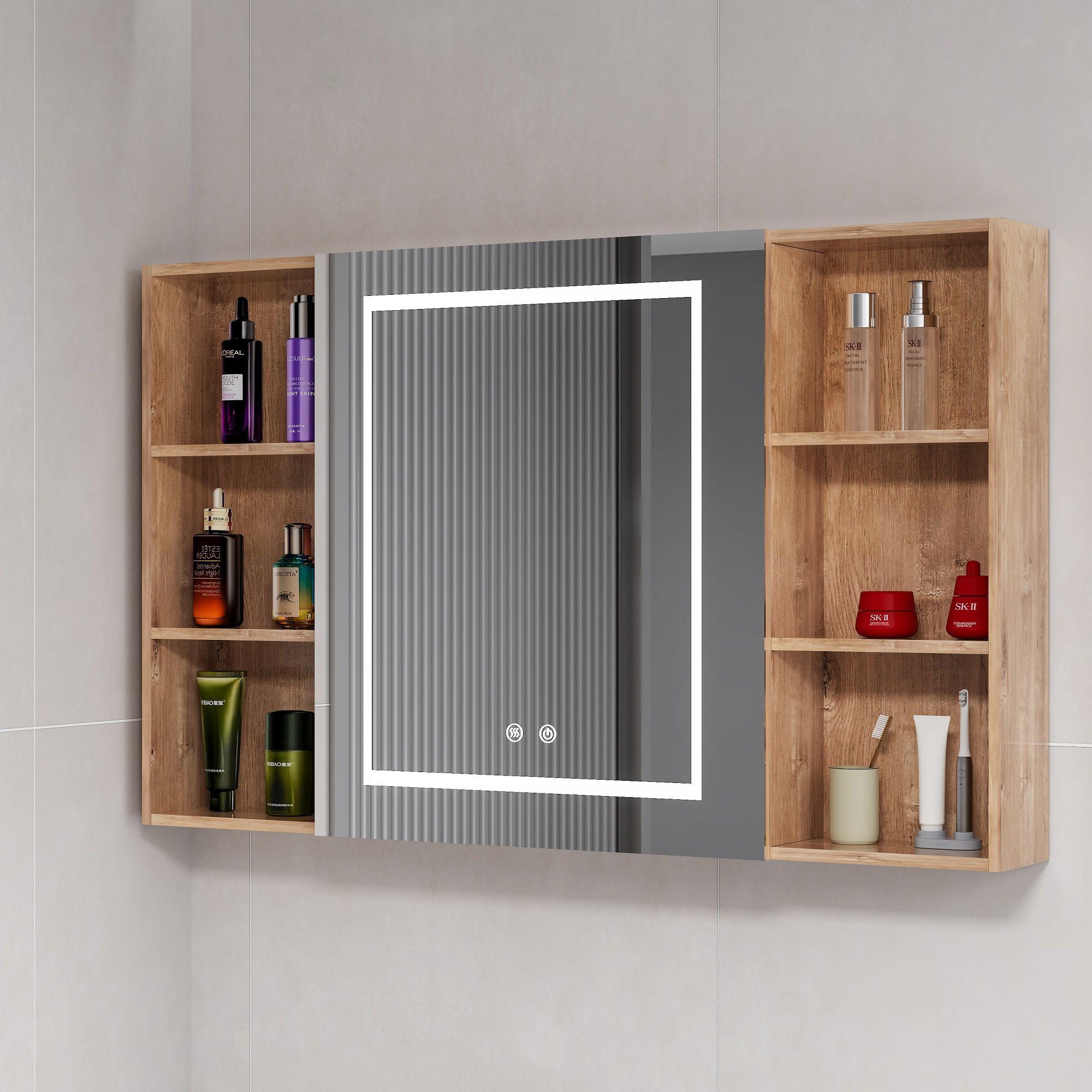 Mueble Botiquin Espejo LED Antiempañante Domsa MMR-100 Wood - 98x80x14cm-2