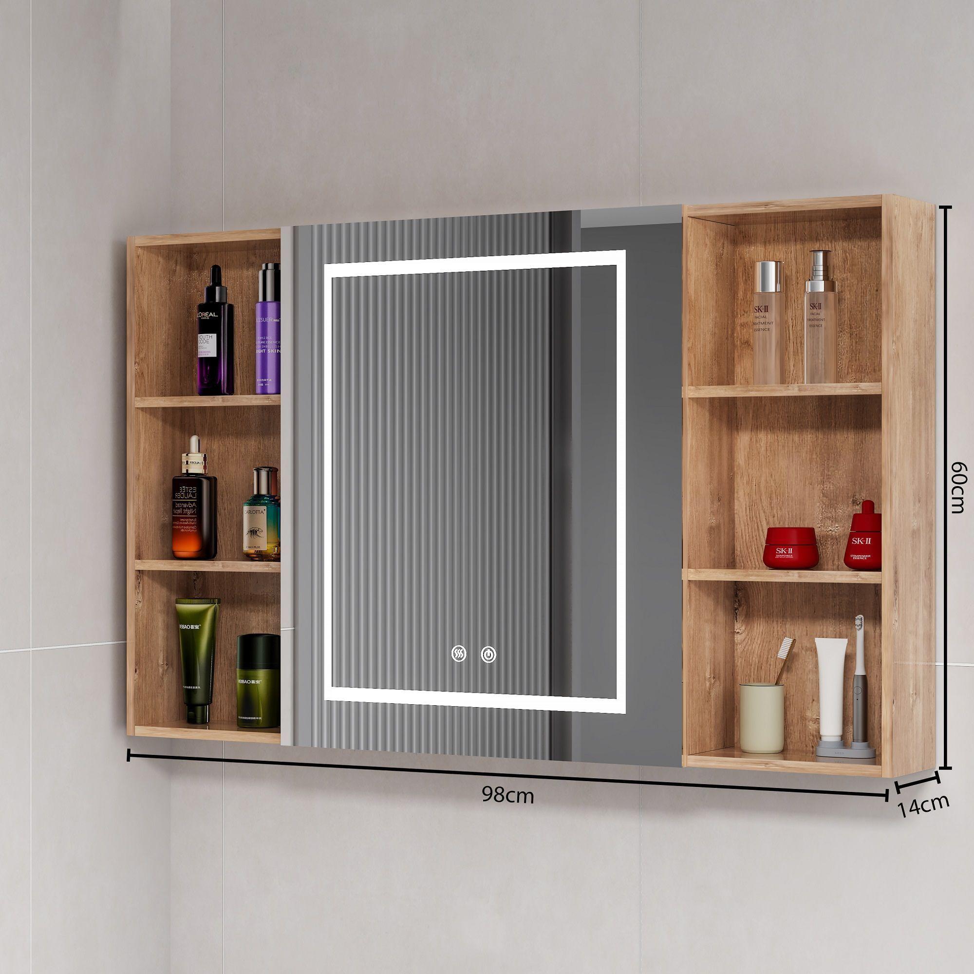 Mueble Botiquin Espejo LED Antiempañante Domsa MMR-100 Wood - 98x80x14cm-4