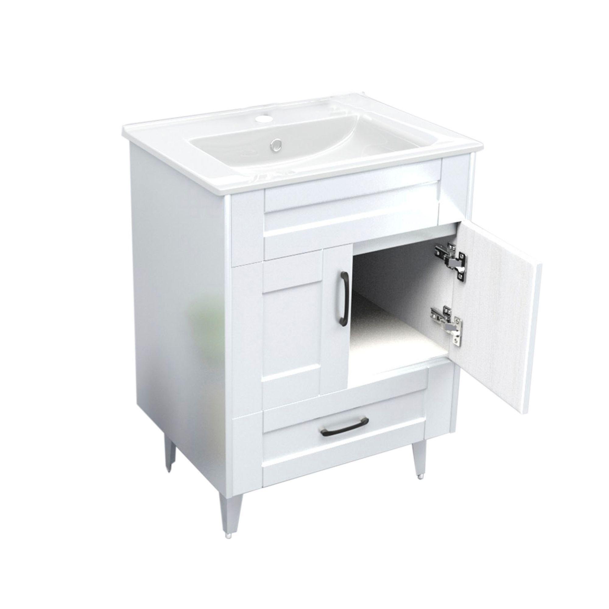 Kit Mueble Vanitorio Domsa Deluxe Blanco B60SK+P-60-2