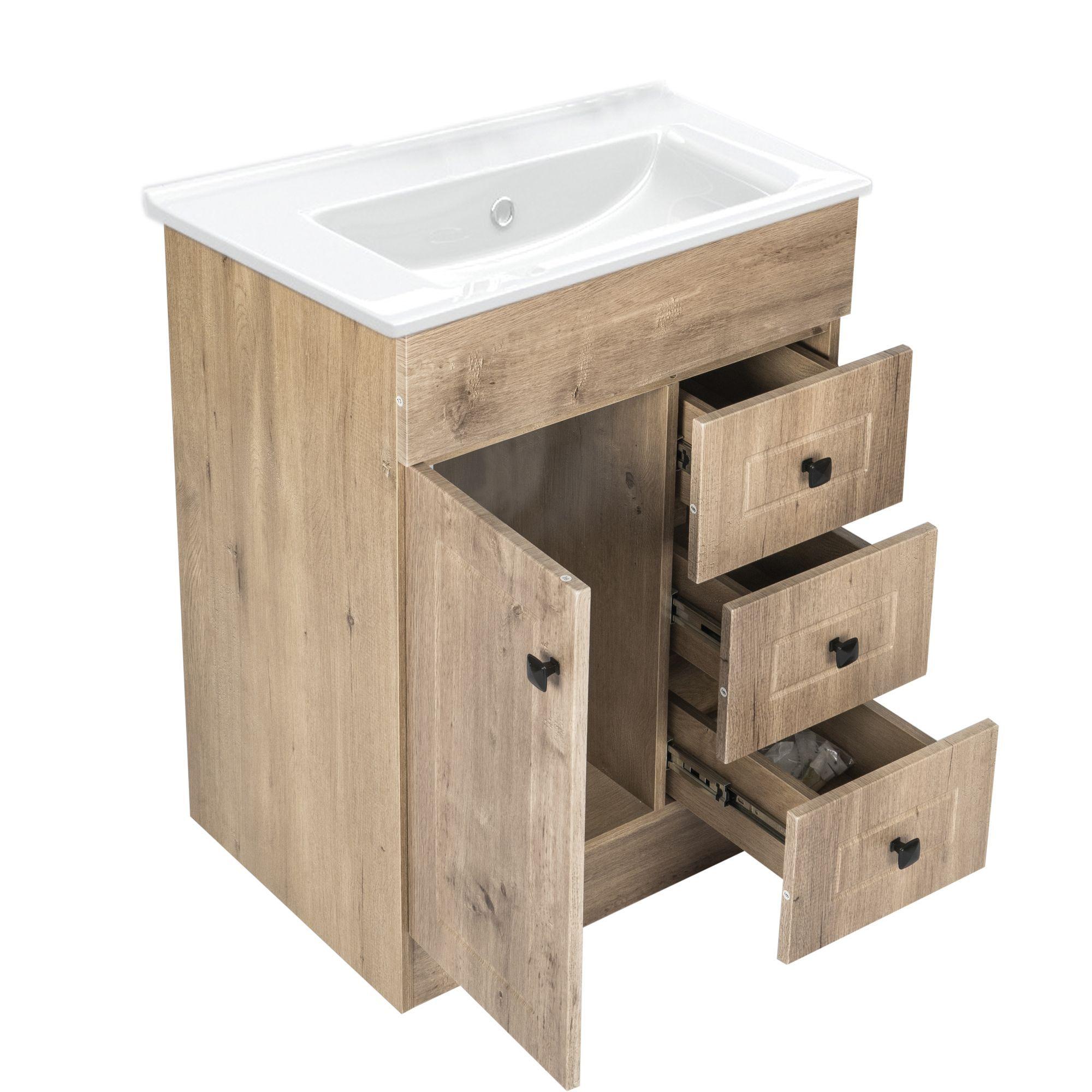 Kit Mueble Vanitorio Domsa Color Nogal B60PHN-WOOD+P-60-3