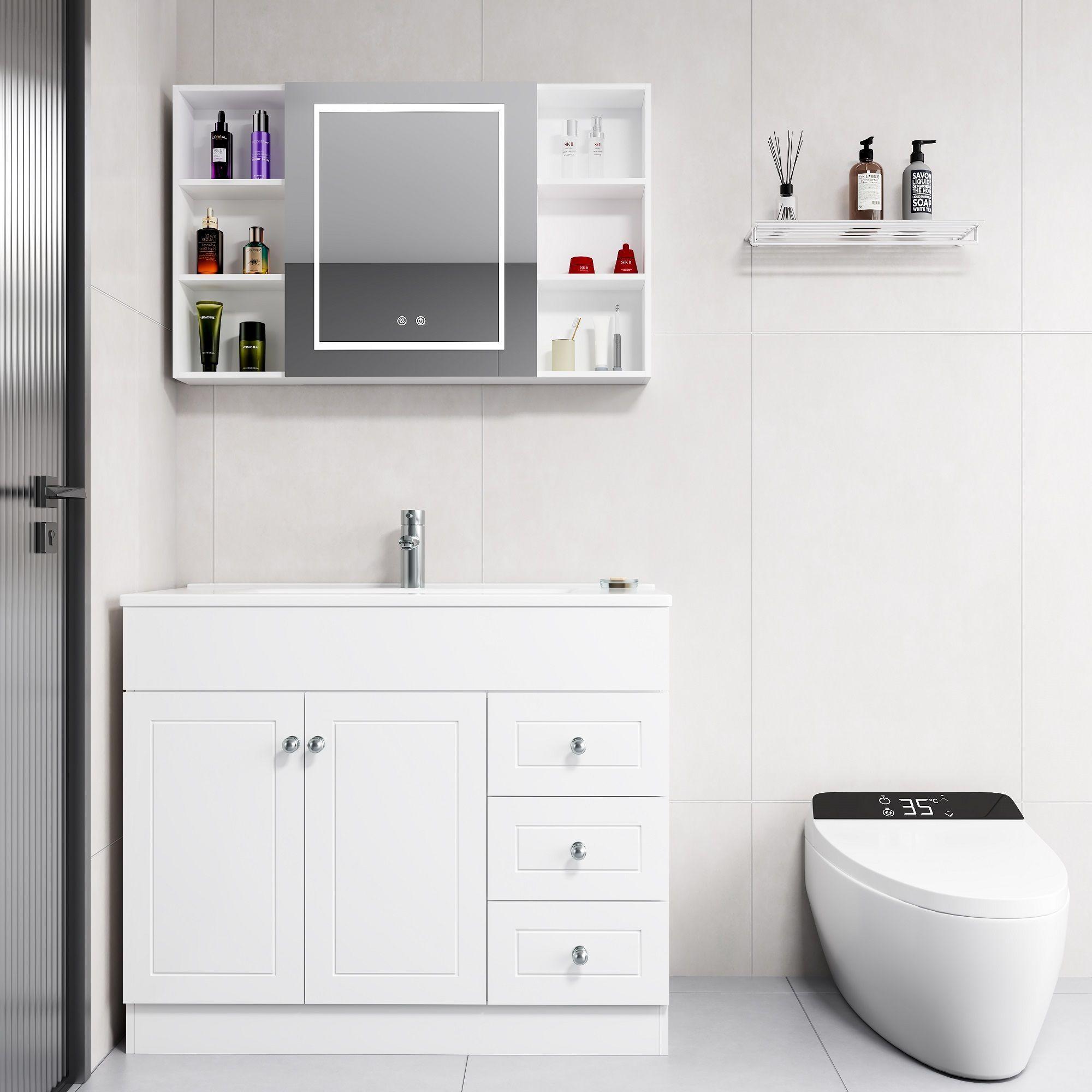 Mueble Botiquin Espejo LED Antiempañante Domsa MMR-100 Blanco - 98x80x14cm-2