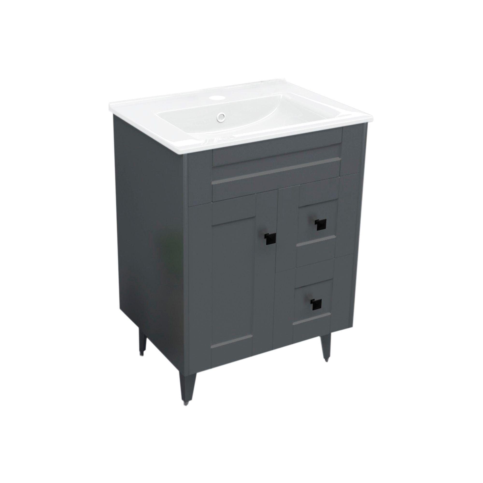 Kit Mueble Vanitorio Domsa Deluxe Gris N60SK+P-60-2