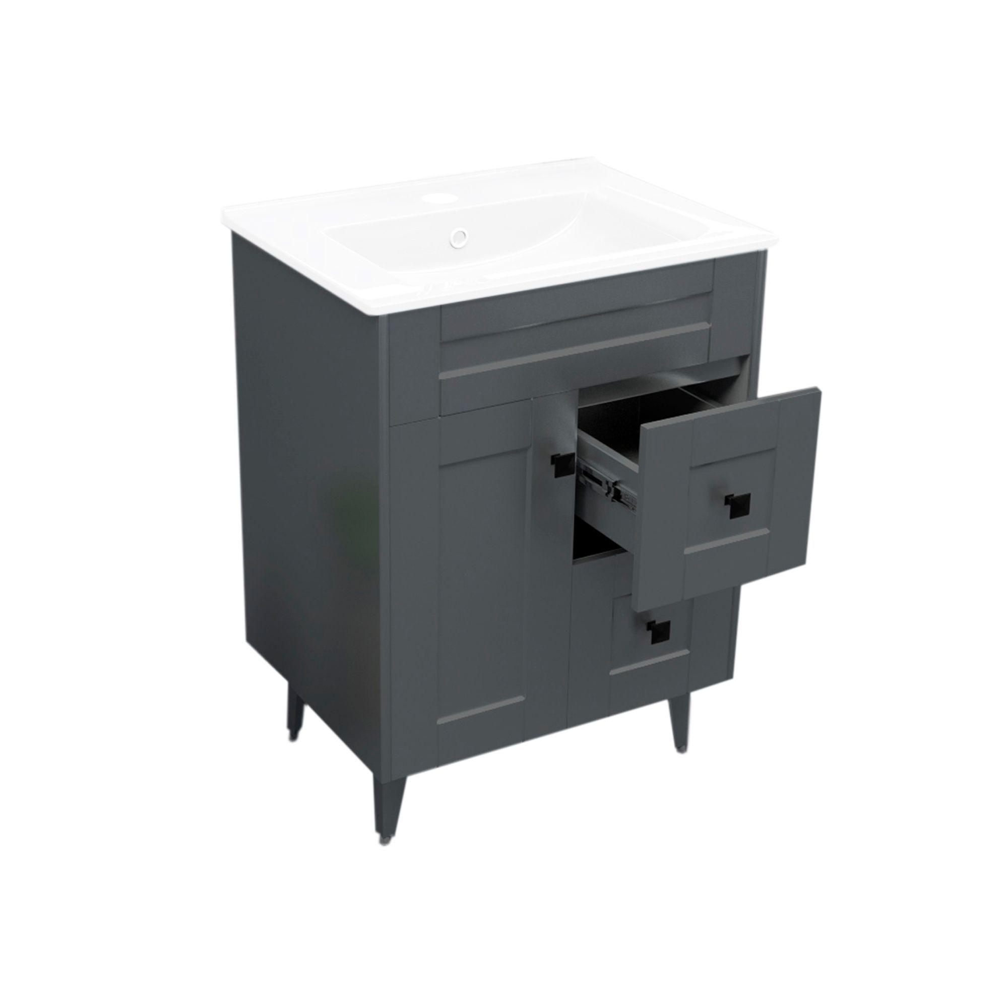 Kit Mueble Vanitorio Domsa Deluxe Gris N60SK+P-60-3