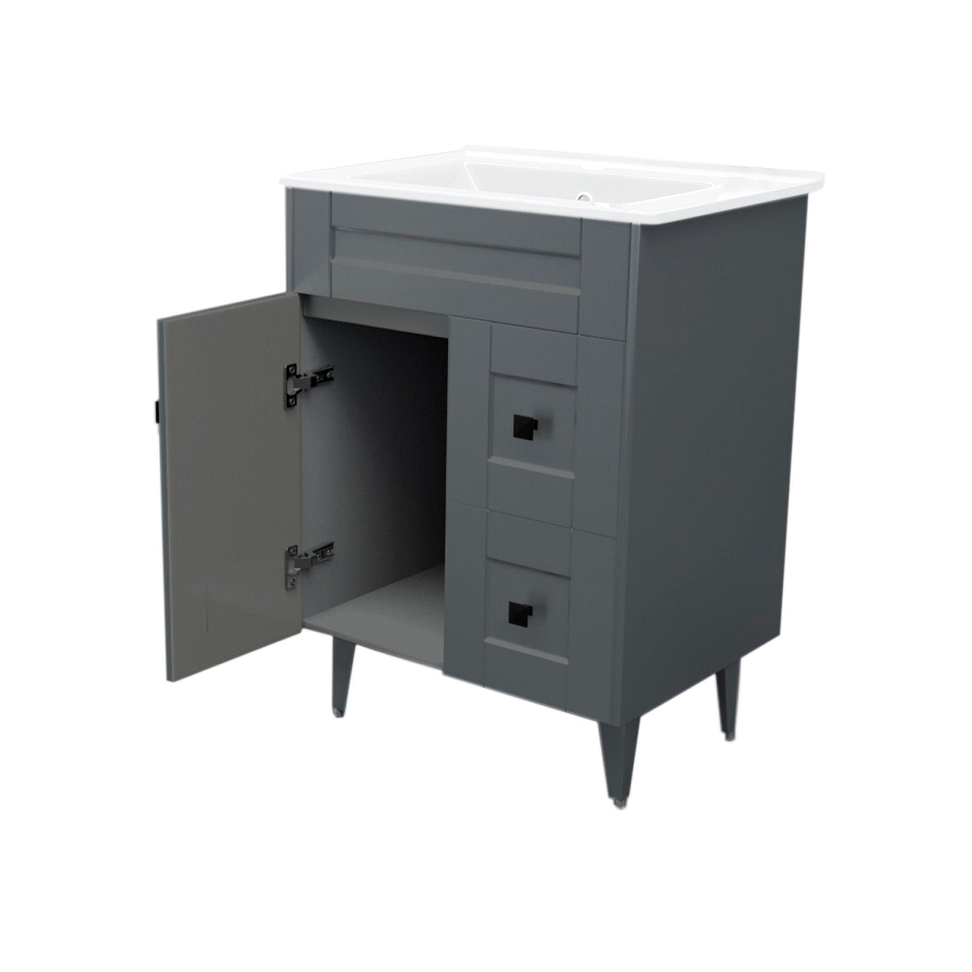 Kit Mueble Vanitorio Domsa Deluxe Gris N60SK+P-60-4