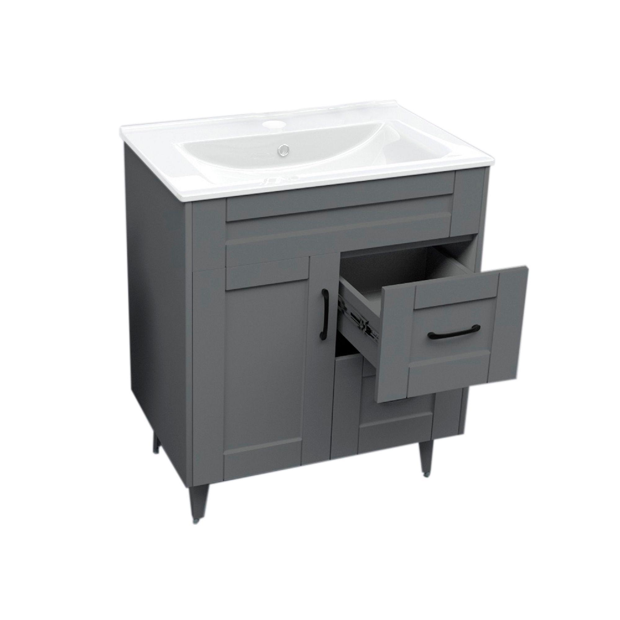 Kit Mueble Vanitorio Domsa Deluxe Gris 70SK+P-70-3