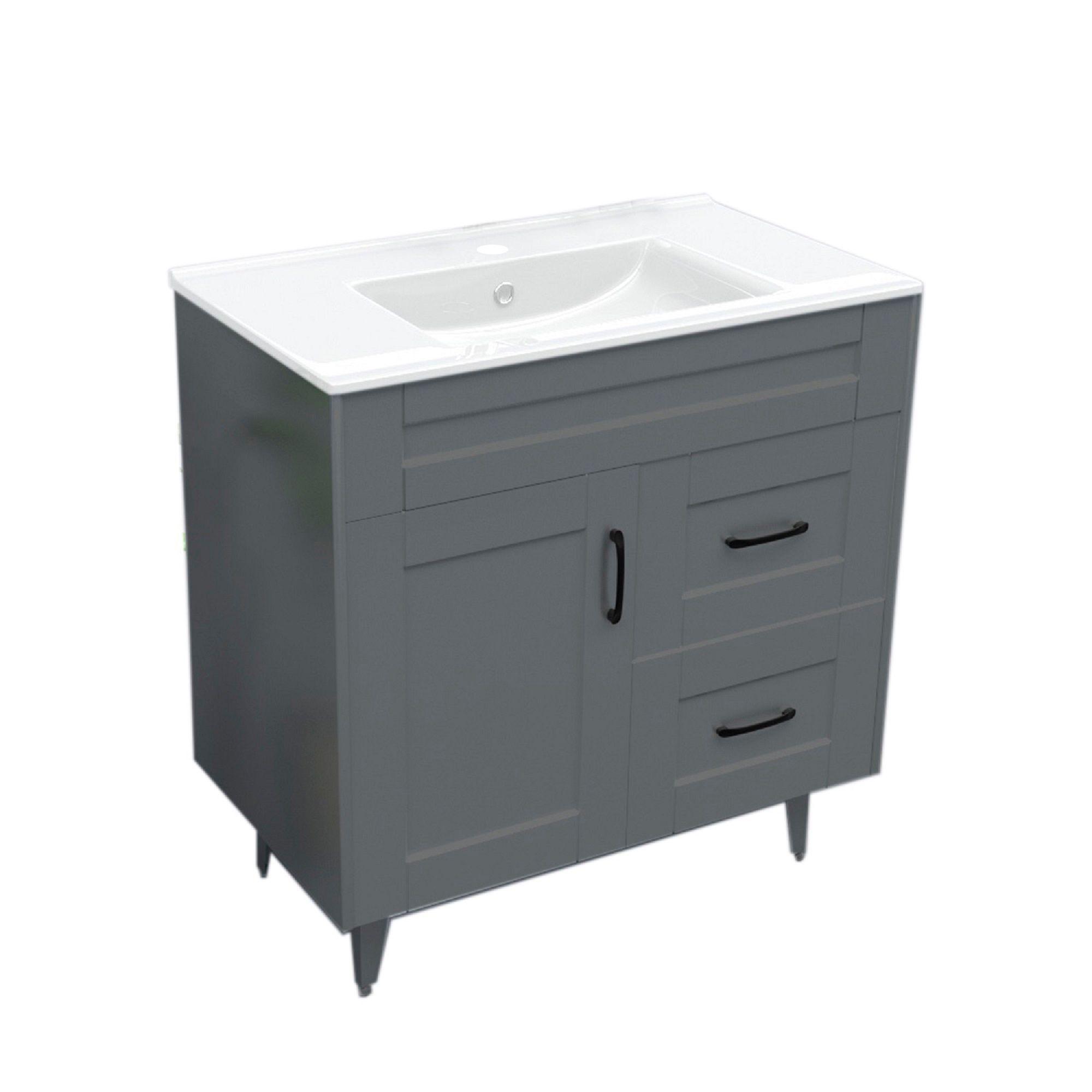 Kit Mueble Vanitorio Domsa Deluxe Gris 80SK+P-80-2