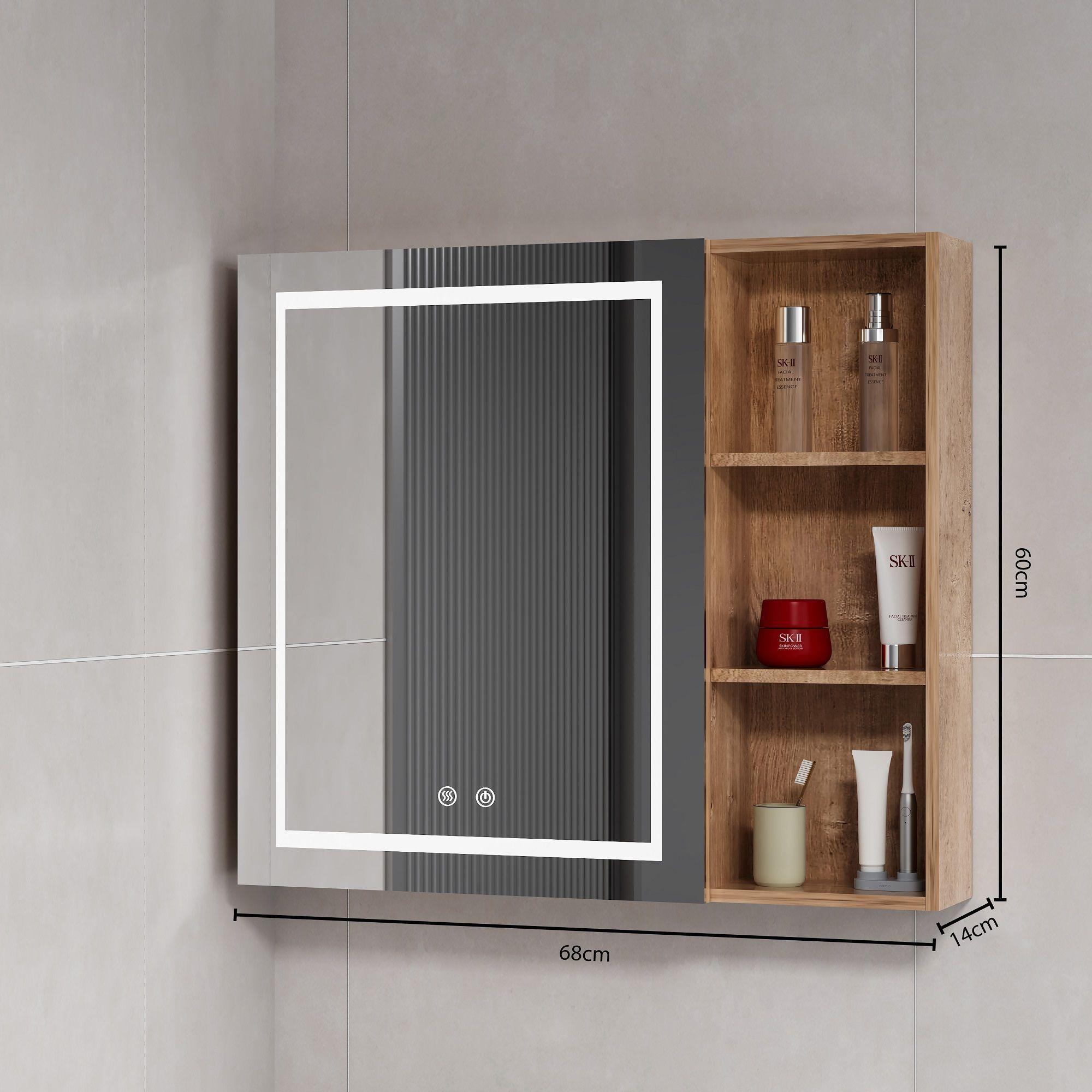 Mueble Botiquin Espejo LED Antiempañante Domsa MMR-70 Wood - 68x80x14cm-4