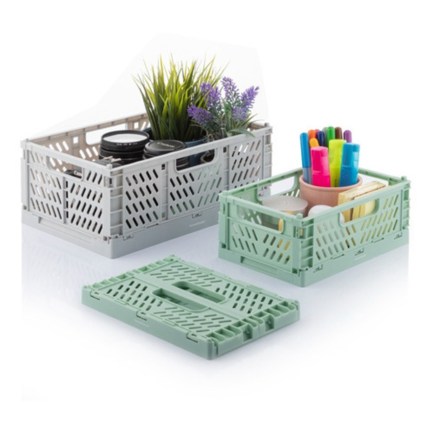 Set De 3 Cajas Organizadoras Plegables Y Apilables -2