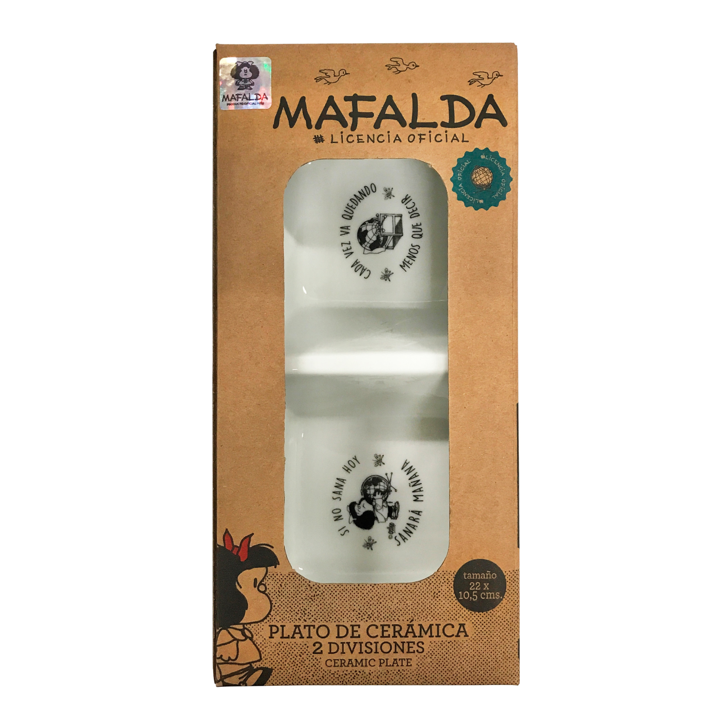 Plato Snack 2 Divisiones Mafalda Mint-1