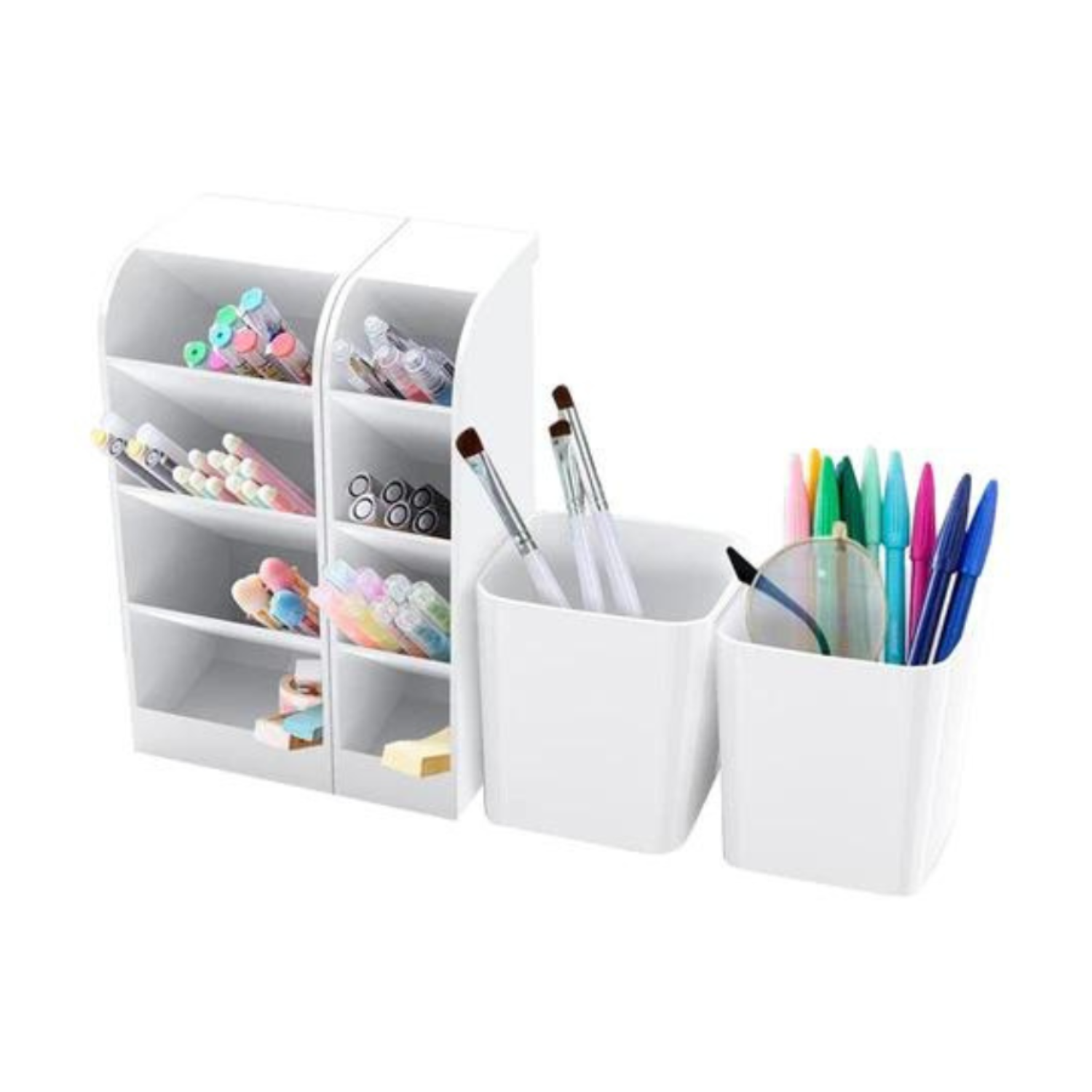 Set De 4 Organizadores De Escritorio Tipo Estante Y Vaso -0