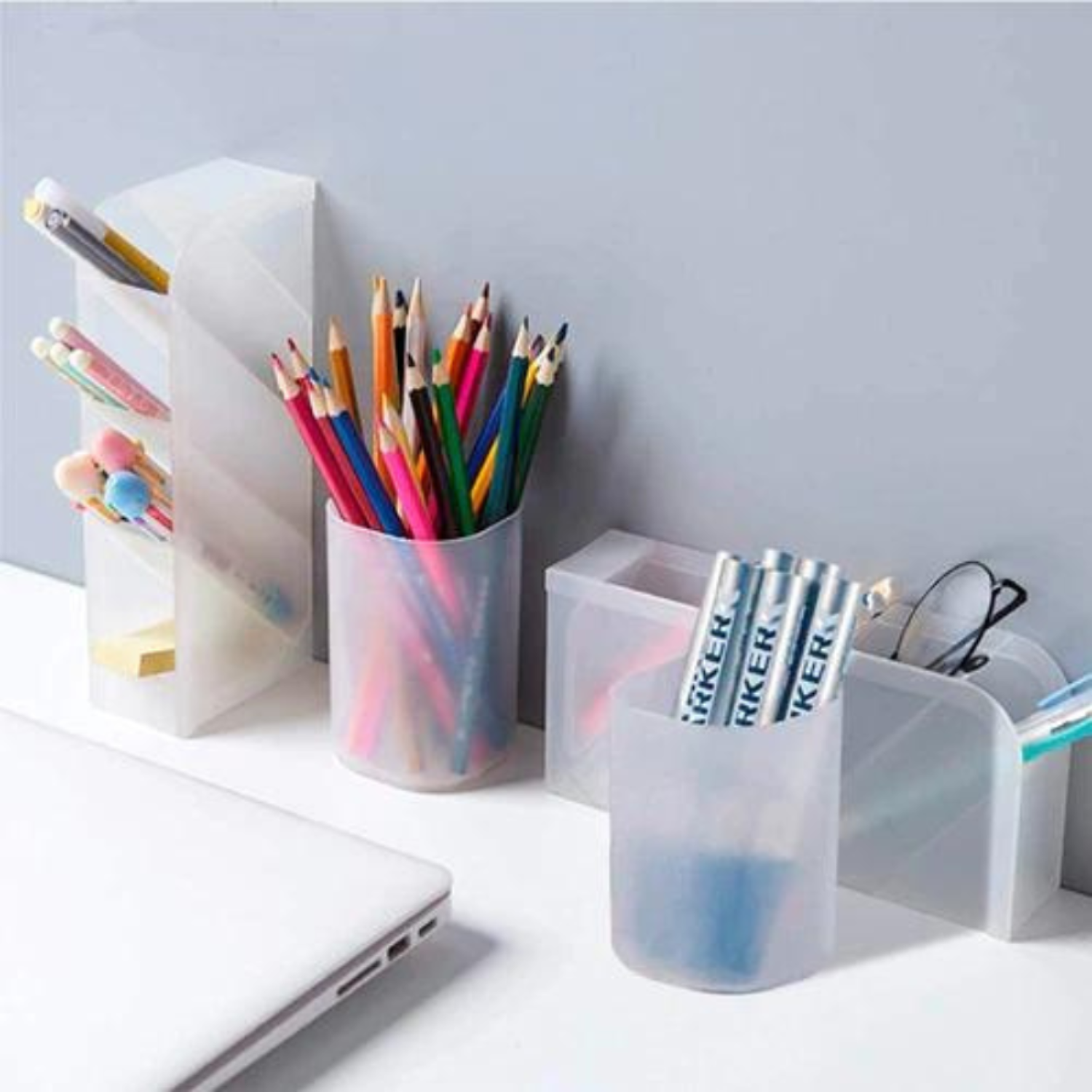 Set De 4 Organizadores De Escritorio Tipo Estante Y Vaso -1