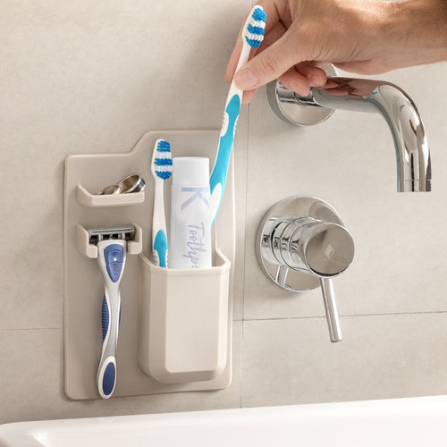 Organizador De Baño Para Cepillos De Dientes Silicona -1