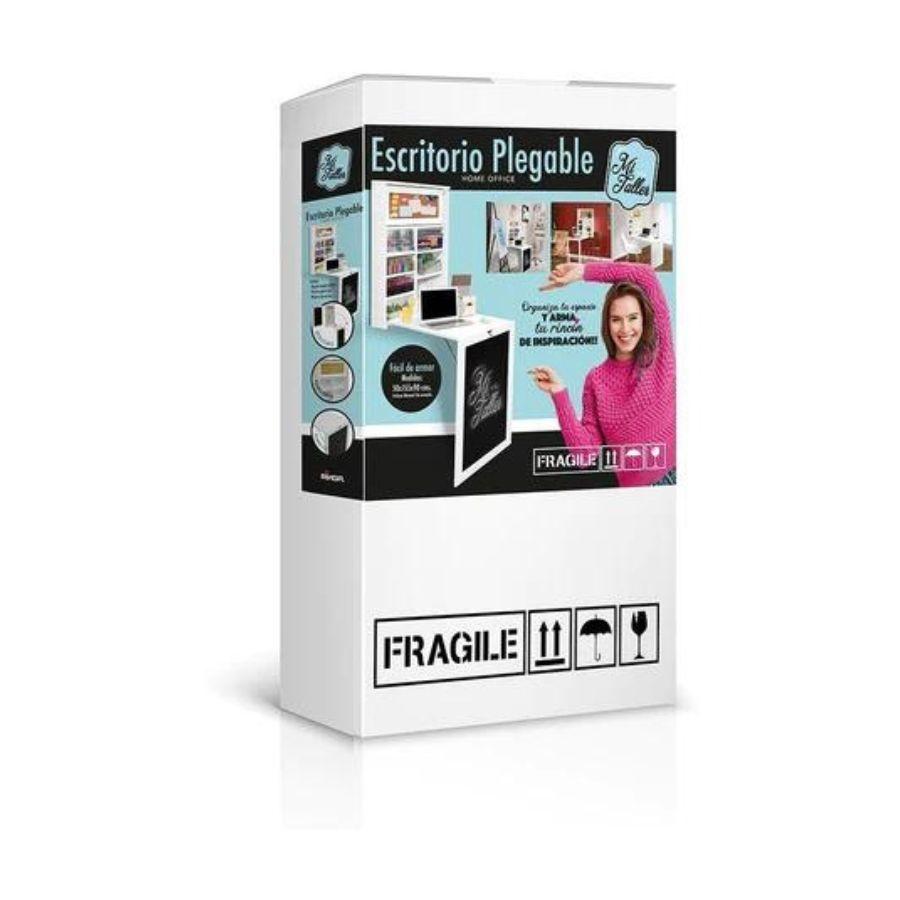 Escritorio Plegable De Pared, Con Estantes Y Pizarra-4