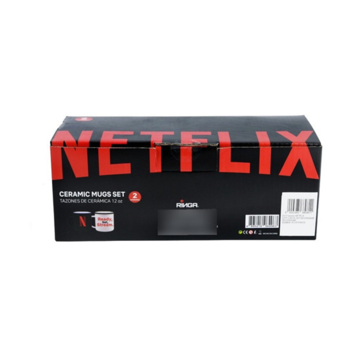 Set 2 Tazones Diseño Netflix Blanco Y Negro / Zings-4