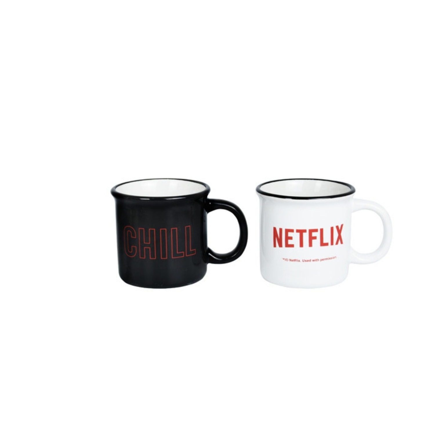 Set 2 Tazones Diseño Netflix Blanco Y Negro / Zings-1