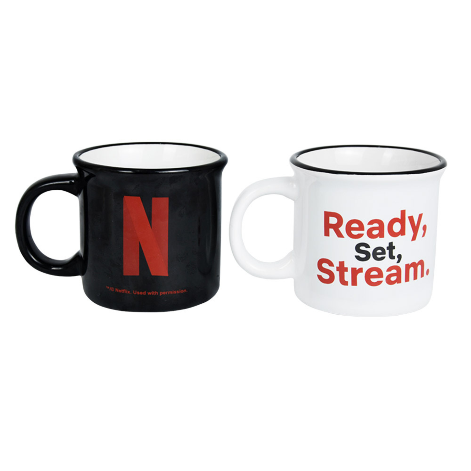 Set 2 Tazones Diseño Netflix Blanco Y Negro / Zings-0
