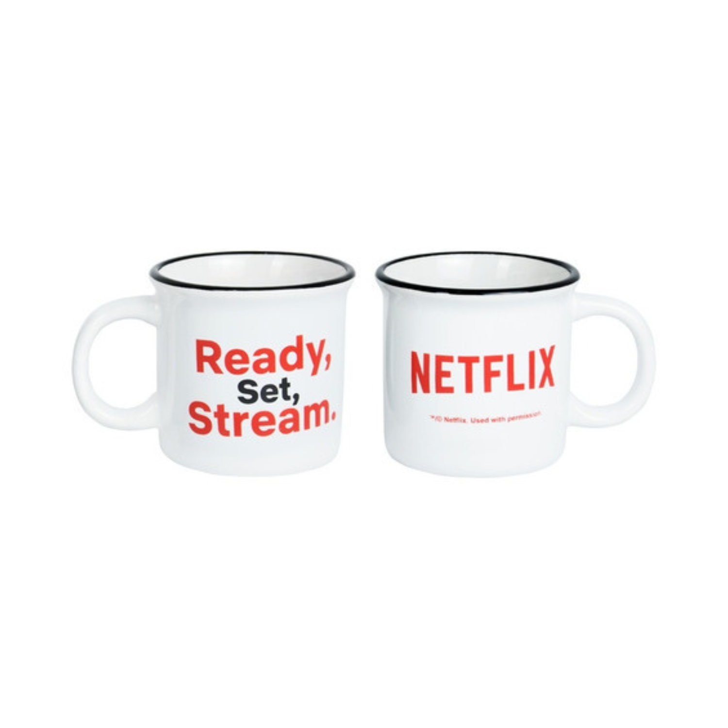 Set 2 Tazones Diseño Netflix Blanco Y Negro / Zings-2
