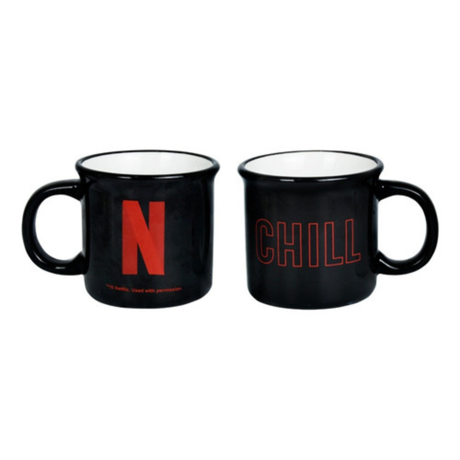 Set 2 Tazones Diseño Netflix Blanco Y Negro / Zings-5