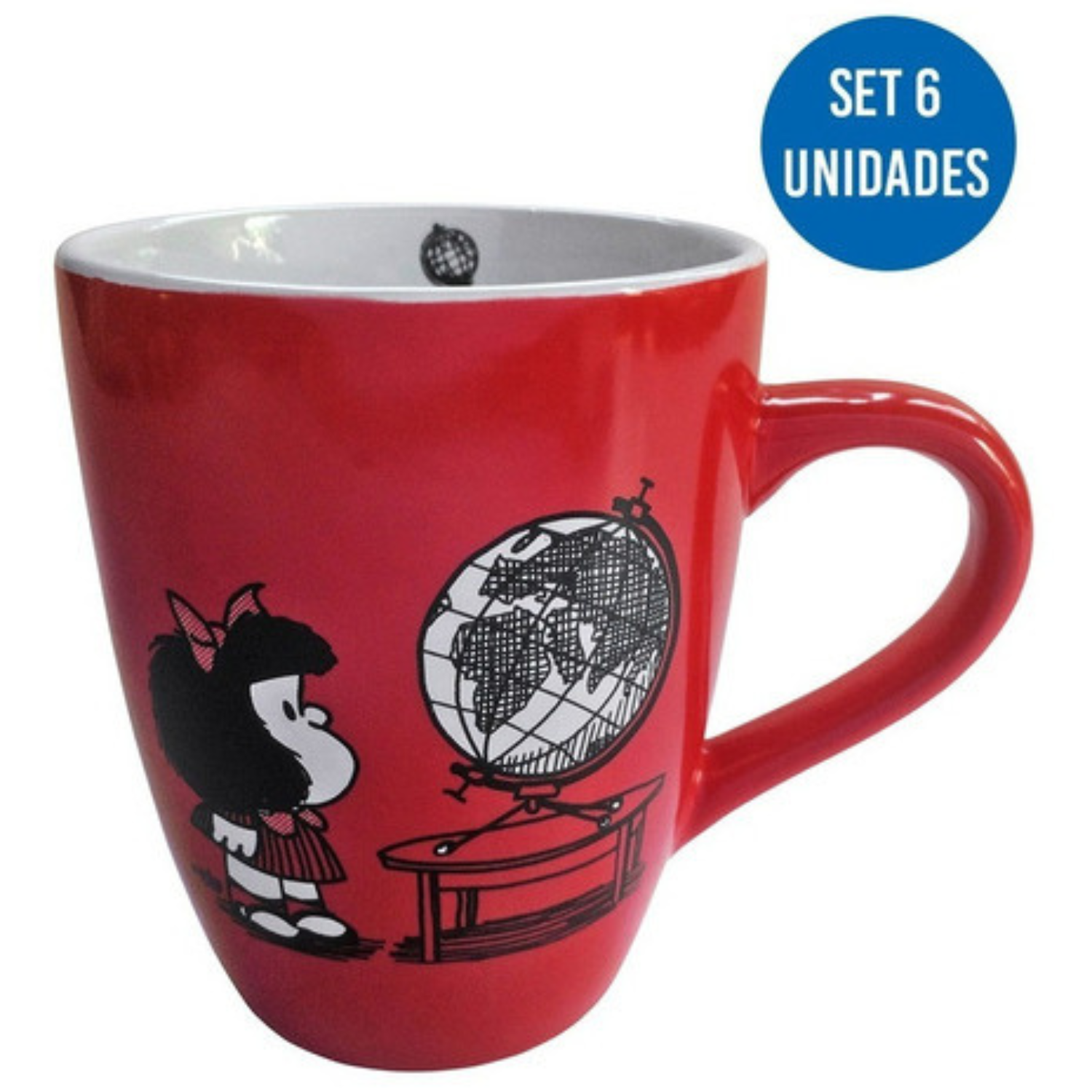 Set De 6 Tazones De Cerámica Mafalda Rojos 350 Ml / Zings-0