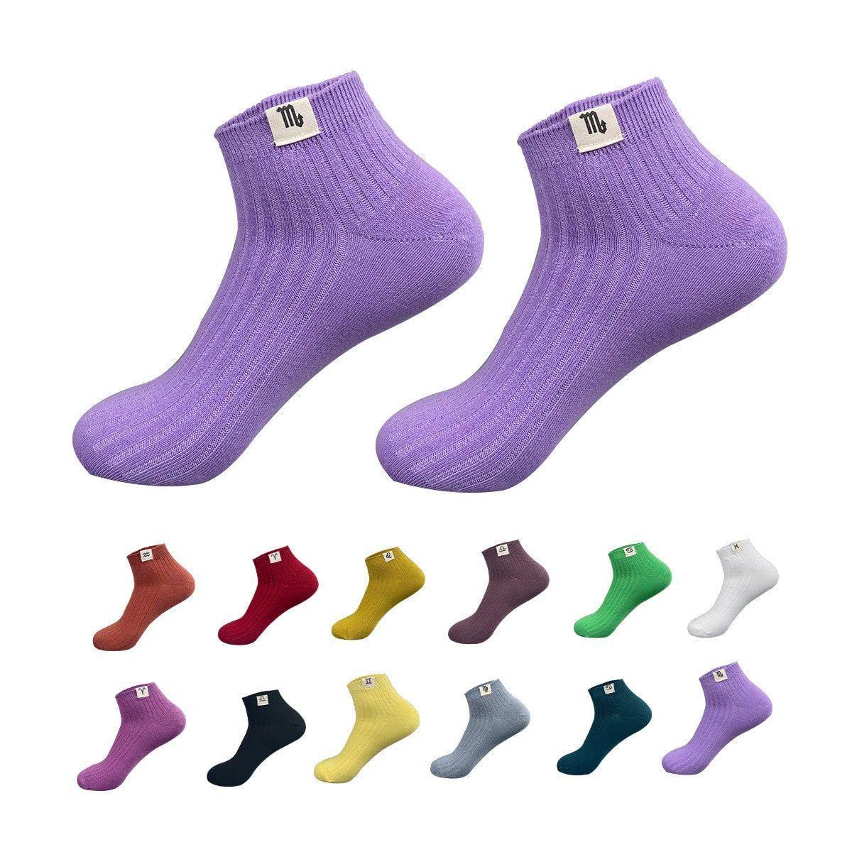 Calcetines De Mujer Corto Tobillo Signo Zodiacales 12 Unid-0