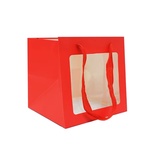 Bolsa De Regalo Con Ventana 20x20x20cm Rojo-1