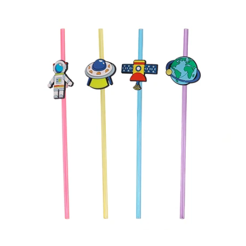 Bombillas Plasticas De Astronautas 4 pcs 23cm-0