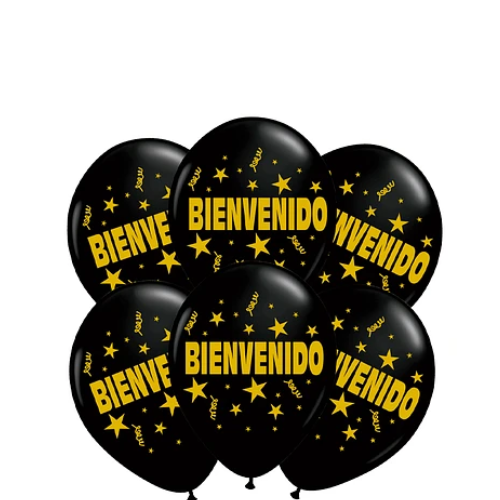 Set De Globos Latex Bienvenido Letras Doradas 6un-1