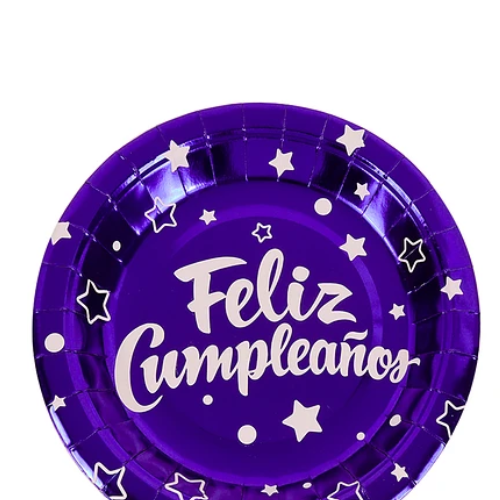 Plato Azul Feliz Cumpleaños Estrellas 6 pcs 18cm-1