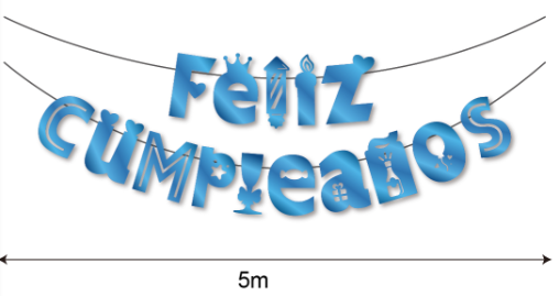 BANDERIN FELIZ CUMPLEAÑOS TROQUELADO AZUL-1