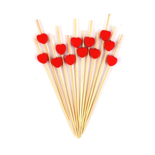 Brochetas De Bambú Con Figura De Corazón 12pcs 12cm-0