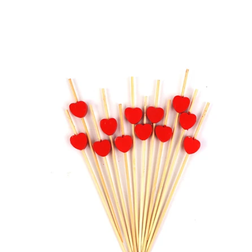 Brochetas De Bambú Con Figura De Corazón 12pcs 12cm-1