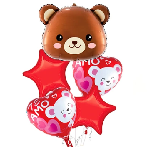 Set Globos Metalizados De Oso 5 Pcs-0