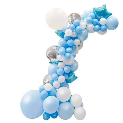 Set De Globos Látex Azul Con Estrellas 68pcs-0