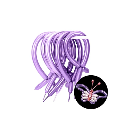 Globos Largos Cromados Color Morado 20pcs 30cm-0