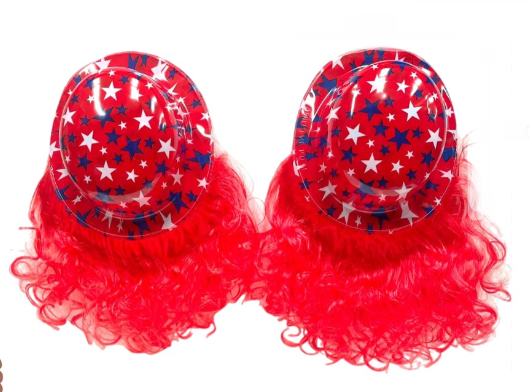 SOMBREROS ESTAMPADOS CON PELUCAS ROJA-0