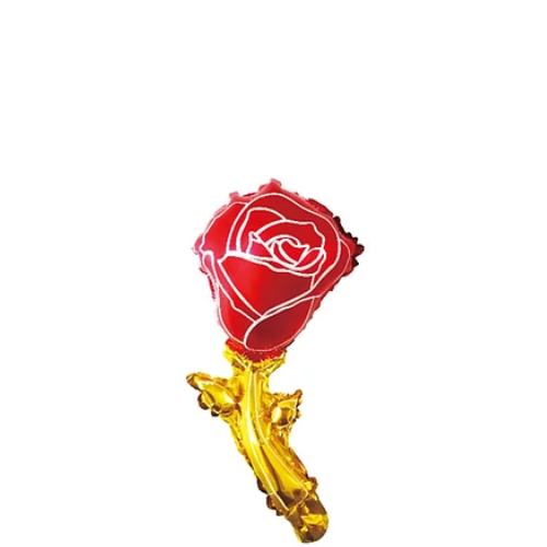 Globo Metálico Mini Rosa Rojo Dorado-1