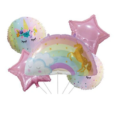 Set De Globos Unicornio y Arcoiris 5pcs-0