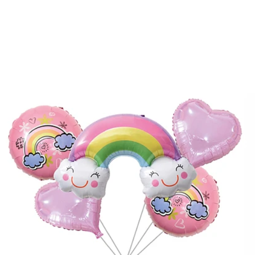 Sets De Globo Arcoiris Con Nubes Corazón 5pcs-1