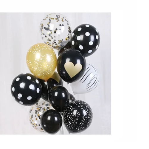 Set De Globos Dorado Y Negro 13Pcs-1
