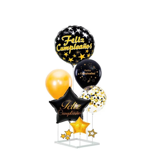 Set De Globos 6 pcs Feliz Cumpleaños Con Base -1