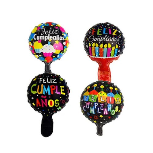 Globo Metalico Feliz Cumpleaños 4 pcs 15 cm-0