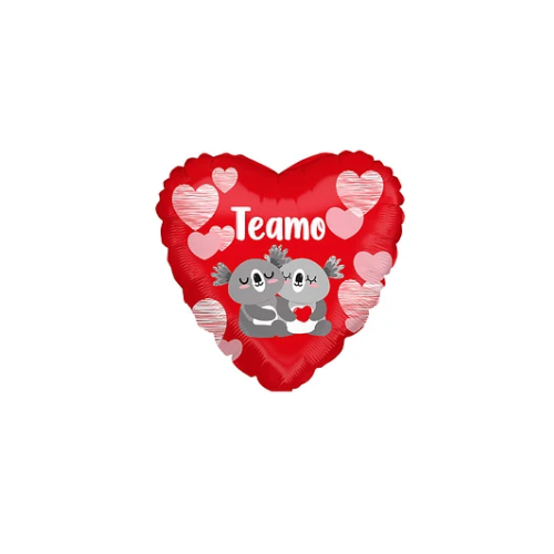 Globo Metálico Corazón Pareja De Koalas 45cm-0