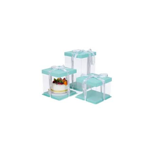  CAJA P/TORTA TRANS C/CELESTE 25cm*30cm (sin lazo) .-0
