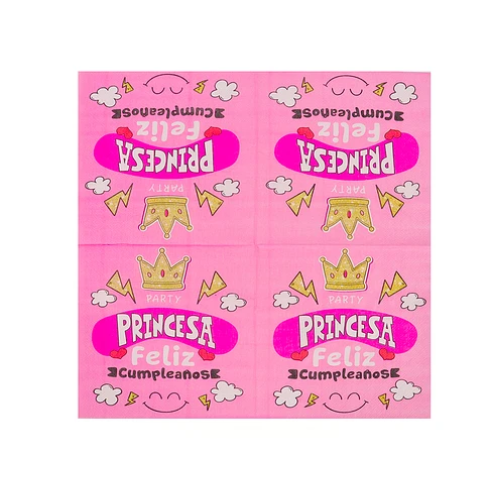 Servilletas Rosa Princesa Feliz Cumpleaños 16 pcs 33x33cm-0
