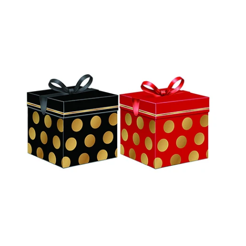 Caja De Regalo Circulos Dorados 30cm Diseño Aleatorio-0